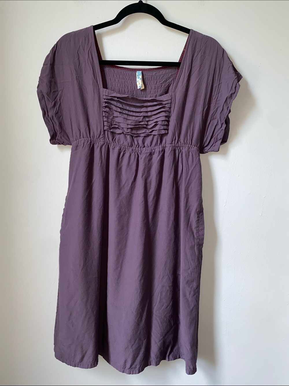 Maeve Anthropologie Square-Neck Midi Dress in Plum, M